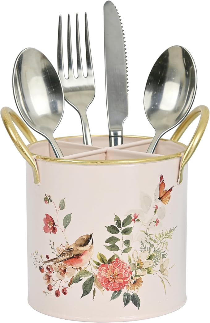 Z&Z ornamentorum Kitchen Utensil Holder for Kitchen Cunter Stylish kitchen Cooking Utensil Organizer Farmhouse Spatula Holder for Countertop (Pink)