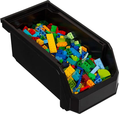 ReadySpace Plastic Containers for Organizing and Storage Bins for Closet, Kitchen, Office, Garage or Pantry Organization, Stackable Bins, Medium (11" x 5" x 5.5"), 8-Pack, Black