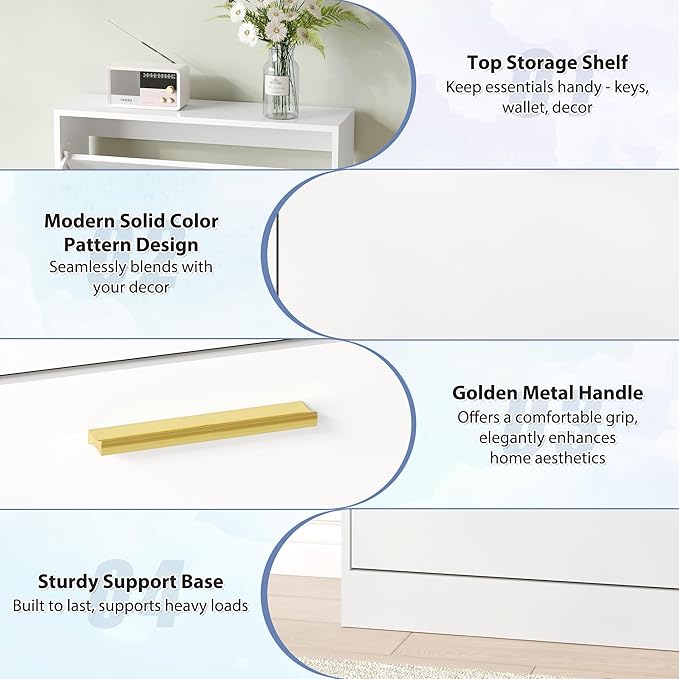 Shoe Cabinet Storage for Entryway, Shoe Cabinet with 3 Flip Drawers, White Modern Shoe Organizer Wood, Freestanding Small Thin Shoe Racks with Doors, White