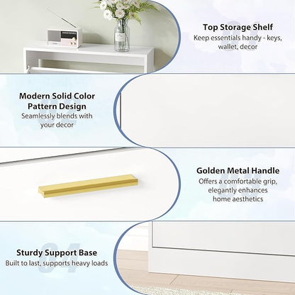 Shoe Cabinet Storage for Entryway, White Shoe Organizer with 2 Flip Drawers & Open Shelf, Freestanding Hidden Large Shoe Storage Cabinet (1pc-White, 3 Flip Drawers)
