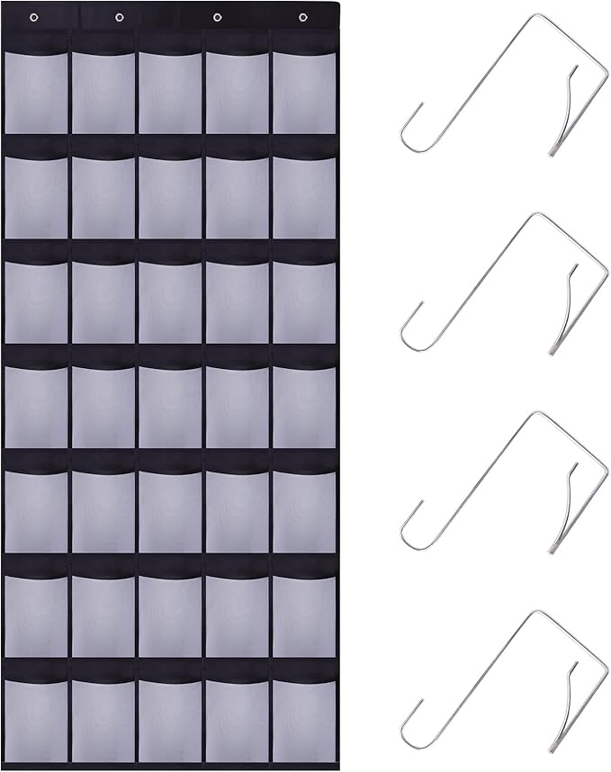 35Large Pockets Over The Door Shoe Organizer, Mesh Pockets Shoe Holder Rack, Capacity Shoe Hanging Storage，door shoe rack With 4 Metal Hook.