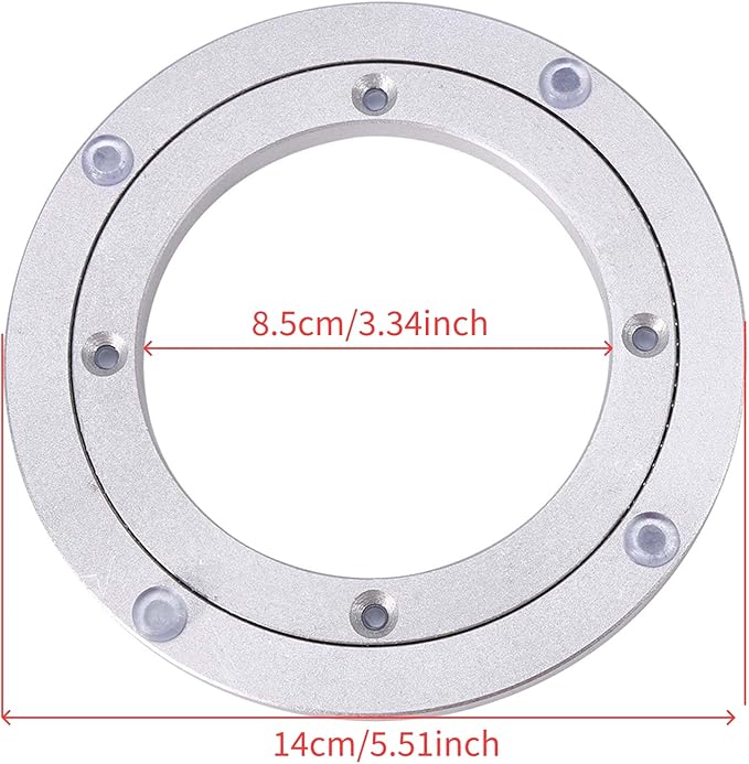 Lazy Susan Bearing, Lazy Susan Hardware Turntable Bearing Lazy Susan Parts Heavy Duty Aluminium Alloy Rotating Bearing Plate Turntable Round Dining Table (6 inches*H8.5MM)
