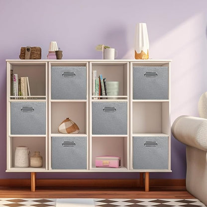 ShellKingdom Storage Bins, Foldable Fabric Storage Cubes And Cloth Storage Organizer Drawer with Metal Handle For Closet And Toys Storage, 11 X 10.5 X 10.5 INCH, 6 Pack (Grey)