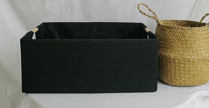 Storage Bin for Shelves Rectangle Closet Baskets Foldable Box with Handles Black Storage Boxes for Home Office Car Dormroom