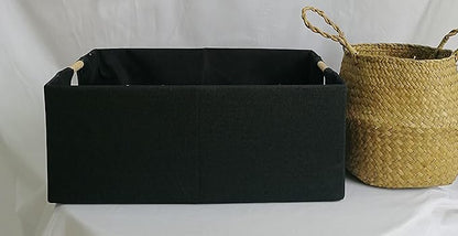 Storage Bin for Shelves Rectangle Closet Baskets Foldable Box with Handles Black Storage Boxes for Home Office Car Dormroom