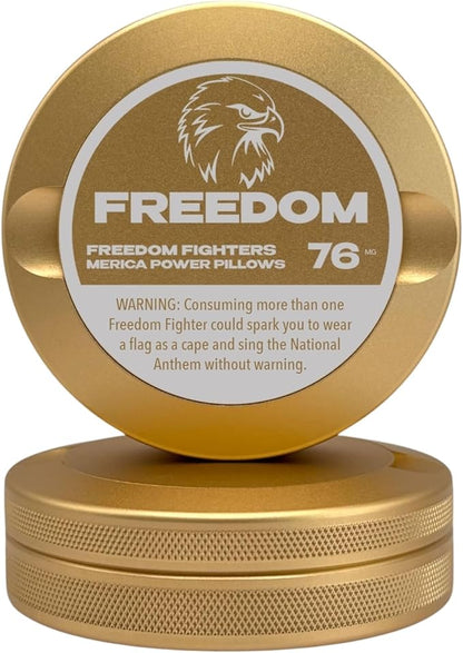 Freedom | Metal Container for Zyn, Premium Aluminum Can & Rugged Pouch Holder | Extra Capacity, Knurled Grip & Used Pouch Storage | EDC (Champagne Gold)