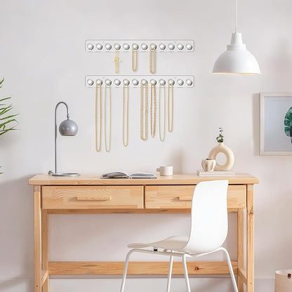 Necklace Holder,Acrylic Necklace Organizer,Wall Mounted Jewelry Organizer With 12 Hooks for Bracelets, Chains,Keys - (2 Pack,Clear)
