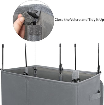 WOWLIVE 154L Double Laundry Hamper with Lid and Removable Laundry Bags, Large Dirty Clothes Hamper 2 section Collapsible Laundry Basket Dorm Room Storage for Bedroom, Bathroom, College,Grey