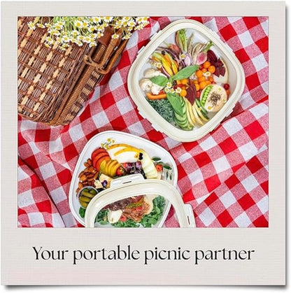 Crudités | Portable Snack Tray | Square 2-Pack | Sage Green | Reversible Stretch Lid Food Containers | BPA-Free, Freezer & Dishwasher Safe | Meal-Prep, Charcuterie, Salads, Picnic, Travel