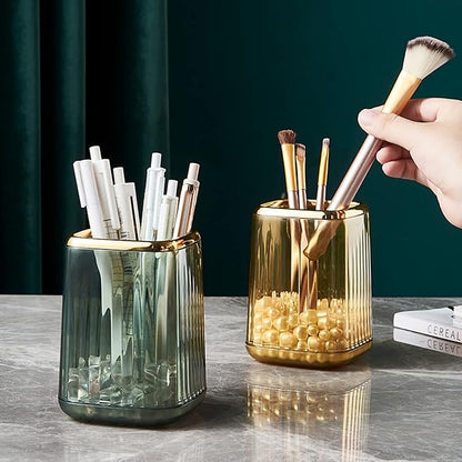 2pcs Makeup Brush Organizer Holder Plastic Pen Pencil Holder Toothbrush Comb Storage Cup Cosmetic Tools Holder for Dresser Bathroom Office(Yellow)