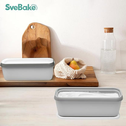 Ice Cream Storage Containers with Lids 2 PACK - 1.5 Quarts Homemade Ice Cream Tubs, Freezer Containers, Light Grey