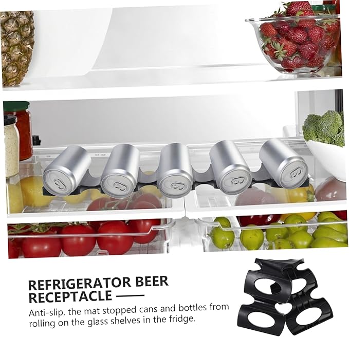 Amosfun 3pcs Silicone Beer Mat Dispenser for Refrigerator Flexible Beverage Rack for Cans and Bottles - Design for Easy Organization Dishwasher Safe for Home and Parties