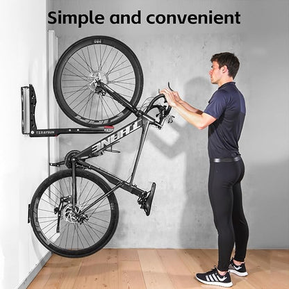 Swivel Bike Wall Mount Rack, Adjustable Vertical Bicycle Hanger for Garage Storage, Heavy Duty 3mm Steel Holder Fits 24"-29" Wheels (Max 3.5" Tire), 66lbs/30kg Load Capacity for MTB Road