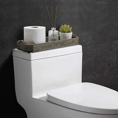 MyGift Wooden Vanity Tray, Rustic Gray Solid Wood Toilet Tank Tray - Decorative Octagonal Cosmetic Organizer with Antique Metal Handles