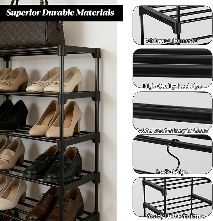 Extra Large Shoe Rack – 4 Columns × 10 Tiers, Holds Up to 72–80 Pairs – Heavy-Duty Stackable Metal Shoe Organizer for Entryway, Closet, Garage