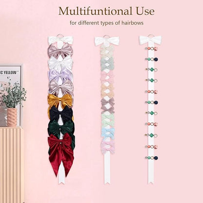 3 PCS Bow Holder for Girls Hair Bows, Ribbon Hair Clip Oraganizer Hair Barrettes Storage for Women,Wall Hanging Alligator Clip Hair Accessories Organizer Bedroom College Dorm Decor (White)