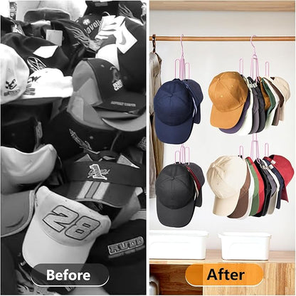 NANATI Hat Hangers for Closet, Stainless Steel Hat Organizer, Hat Racks for Baseball Caps, Cap Organizer for Baseball Caps, 1 Pack, Pink