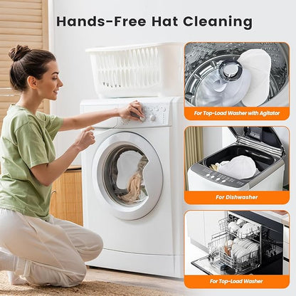 XQXA Hat Washer Cage with Mesh Bag - Universal Hat Cleane rfor Baseball Caps | Safe in Washing Machine/Dishwasher | 1-Pack Black
