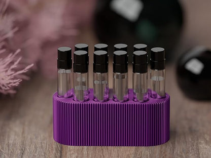 Perfume Sample Organizer for Bathroom or Vanity – Ideal Makeup and Skincare Storage, Desk and Bathroom Counter Organizer, Gift for Her (2mL Purple - Fits Mini Perfume Samples)