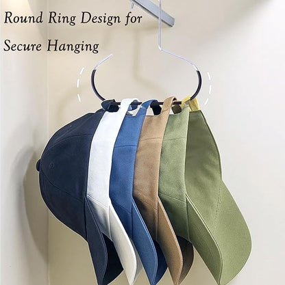 10 Pack Black Hat Organizer for Closet – Baseball Cap Rack Hanger Holds Up to 50 Hats – Space Saving Hat Storage Hooks for Caps, Beanies, Ties, Bags