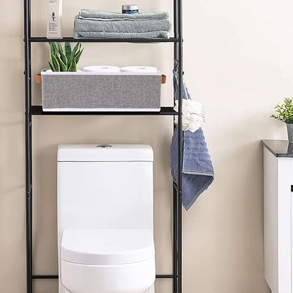 Fabric Storage Baskets, Foldable Clothes Organizer Boxes, 15 x 6 x 5 Inch Storage Cubes with Handles for Laundry Bathroom , Gray, 3-Pack