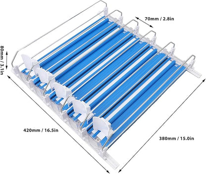 5pcs Soda Can Organizer for Fridge, Automatic Can Holder Dispenser, ABS Fridge Can Holder, Self Pushing Drink Organizer, Beverage Containers for Refrigerator Kitchen(Blue)