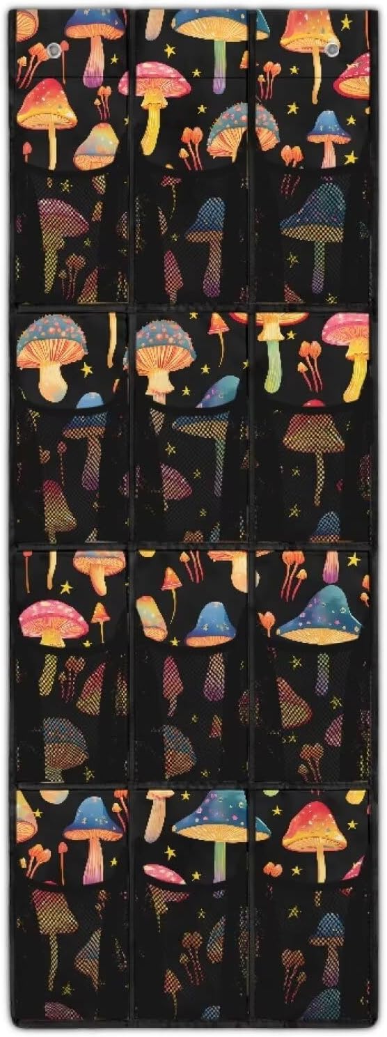 Mushrooms Over the Door Shoe Organizer,Shoe Organizer Door Hanger,Shoes Hanger Storage Organizer Bag for Bedroom