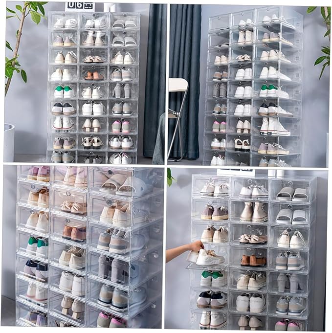 4pcs Shoe Box Shoe Rack Stackable Storage Boxes for Organization Sneaker Pp Material Home Dorm Storage