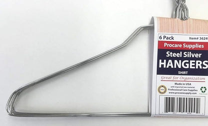 ProCare 6PACK Strong Silver Color Galvanized Metal Wire Shirt Hangers 16 Inch 13 Gauge
