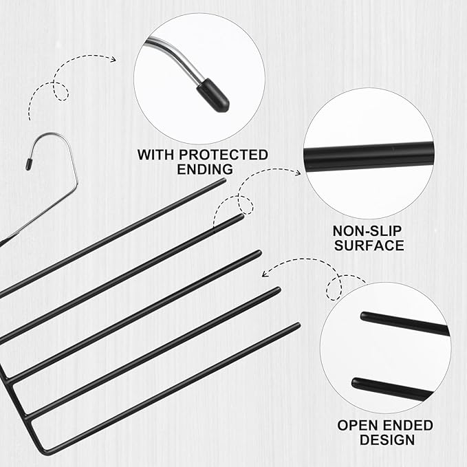 4 Pack Garden Flags Hangers,Garden Flag Holder,Garden Flag Storage Heavy Duty Multi Layers Space Saving Hangers,Non Slip 5 Tier Open-Ended Pants Hanger for Garden Flags Jeans Trouser Pants Hangers