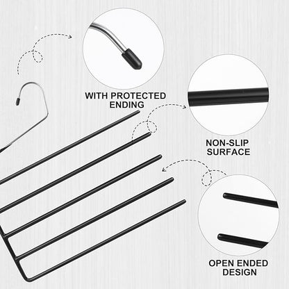 4 Pack Garden Flags Hangers,Garden Flag Holder,Garden Flag Storage Heavy Duty Multi Layers Space Saving Hangers,Non Slip 5 Tier Open-Ended Pants Hanger for Garden Flags Jeans Trouser Pants Hangers