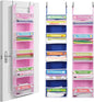 Pink Blue 2 Pack 5 Shelf Weekly Clothes Organizer for Kids Over the Door Hanging Storage Monday through Friday Heavy Duty Clothes Organization for Bathroom Nursery Bathroom Kitchen