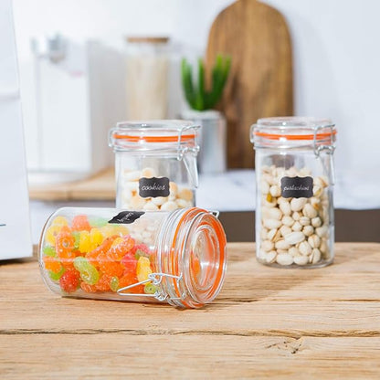 Glass Jars With Airtight Lids, 16 oz Glass Jars With Leak Proof Rubber Gasket,Wide Mouth Mason Jars With Hinged Lids For Kitchen Canisters,Glass Storage Containers 12 Pack
