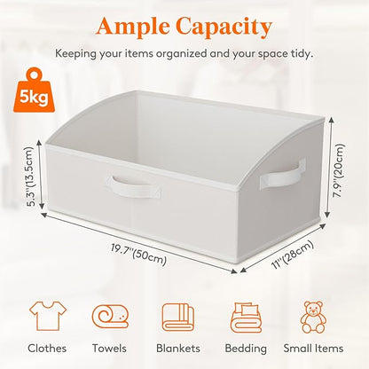 Lifewit Trapezoid Closet Storage Bins for Shelf, 6 Packs Non-woven Closet Organizer Baskets with Handles, Foldable Clothes Containers Boxes for Clothing, Book, Purse, 23L, Extra Large, White