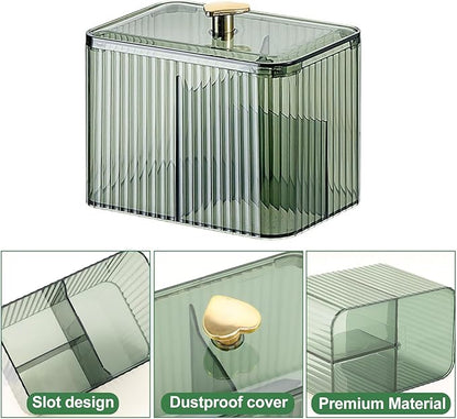 DASITON Acrylic Qtip Holder, Bathroom Jars With Lids Set, Apothecary Jar Dispenser For Cotton Ball, Swab, Round Pads, Floss