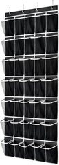 SAVERHO 35 Pockets Over the Door Shoe Organizer, Hanging Shoe Organizer for Door with 35 Mesh Pockets Large Capacity Shoe Hanging Storage Bag with 4 Metal Hooks (Black-1Pack)