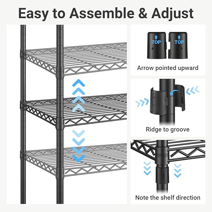VIPEK X2 Plus Expandable Heavy Duty Clothes Rack Adjustable from 3'9"-5'2" Portable Reach-in & Walk-in Closet Rack System with Flexible Shelves and Hanger Rods Clothing Rack for Hanging Clothes, Black