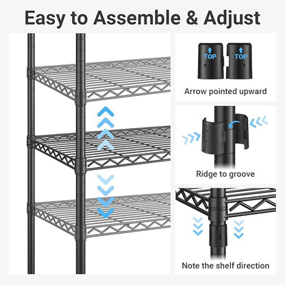 VIPEK X2 Plus Expandable Heavy Duty Clothes Rack Adjustable from 3'9"-5'2" Portable Reach-in & Walk-in Closet Rack System with Flexible Shelves and Hanger Rods Clothing Rack for Hanging Clothes, Black