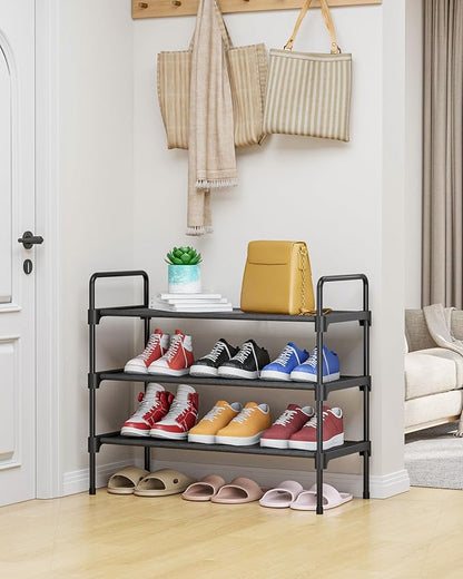 Kitsure Shoe Rack for Closet, Sturdy Shoe Storage for Entryway, Space-Saving Shoe Rack Small and Shoe Shelf, 27.6" Wide, Black