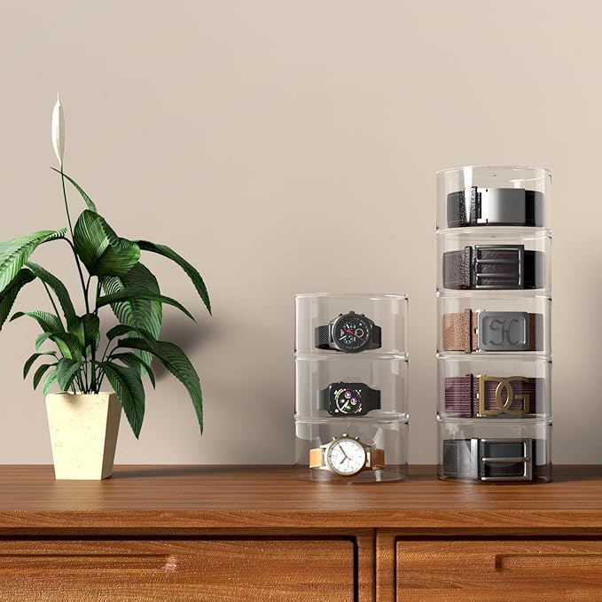 NIUBEE Belt Organizer, Acrylic 4 Layers Belt Case Storage Holder and Display for Accessories like Jewelry,Watch,Bracelets