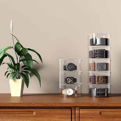 NIUBEE Belt Organizer, Acrylic 4 Layers Belt Case Storage Holder and Display for Accessories like Jewelry,Watch,Bracelets