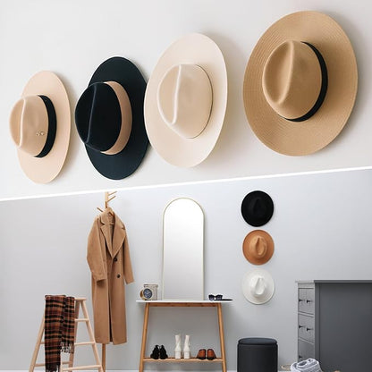 Cowboy Hat Holder, 4 Pcs 3.5Inch for Wall Adhesive, Metal Cowboy Hat Hanger with Screw, Cap Rack, Organizer for Sun Hats, Wide Brim Hat, Western Rustic Hat, Hat Display Wall Mount