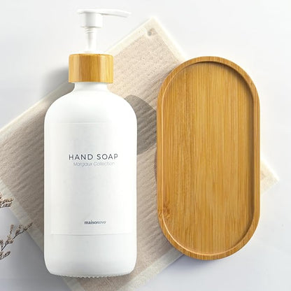 MaisoNovo Bamboo Soap Tray | Wooden Bathroom Soap Dispenser for CounterTop