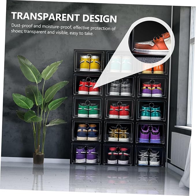 SOLUSTRE 6pcs Pp Material Sneaker Storage Boxes Shoe Organizers Entryway Shoe Storage