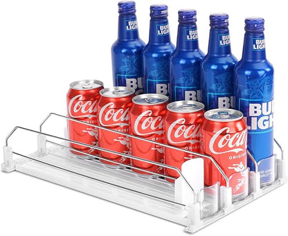 2 Pack Rolling Soda Can Dispenser for Refrigerator and Automatic Soda Can Organizer for Refrigerator Can Dispenser