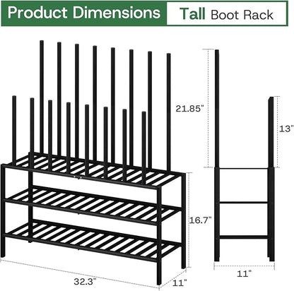 kiplant Tall Boot Rack Organizer - 8 Pair Boot Rack Bamboo Wood Shoe Rack for Entryway & Closet, Holds Tall Boots