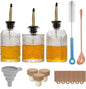 WHJY 3 Pack Small Syrup Dispenser Simple Syrup Container with Pour Spout Glass Syrup Bottles with Refilling and Cleaning Tool Set Floral Pattern Coffee Syrup Dispenser with Label Tags