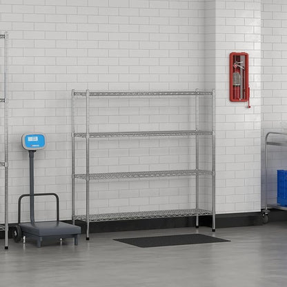 Commercial NSF Listed Chrome Stationary Wire Shelving Kit 14" x 54" x 54", with 4 Shelves Perfect for Warehouse, Walk-in Refrigerator, Freezer, Grocery Store, Restaurant, Dishroom