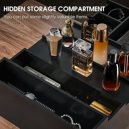 Sephyroth Cologne Organizer 5 Tier of Elegant Bamboo Perfume Organizer for Men with Hidden Storage and Practical Drawer, Perfect for Cologne Display & Gift (5T-Black)