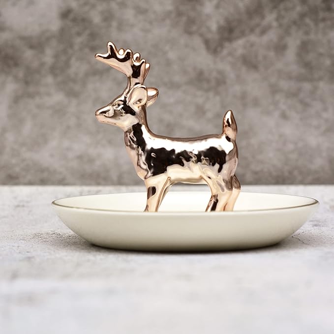 Antler Jewelry Tray Ring Dish Holder, Rose Gold Stand With Tray Display Organizer, Jewelry Hanger Rack for Hanging Necklaces, Rings, Earrings, Bracelet Best Gifts.